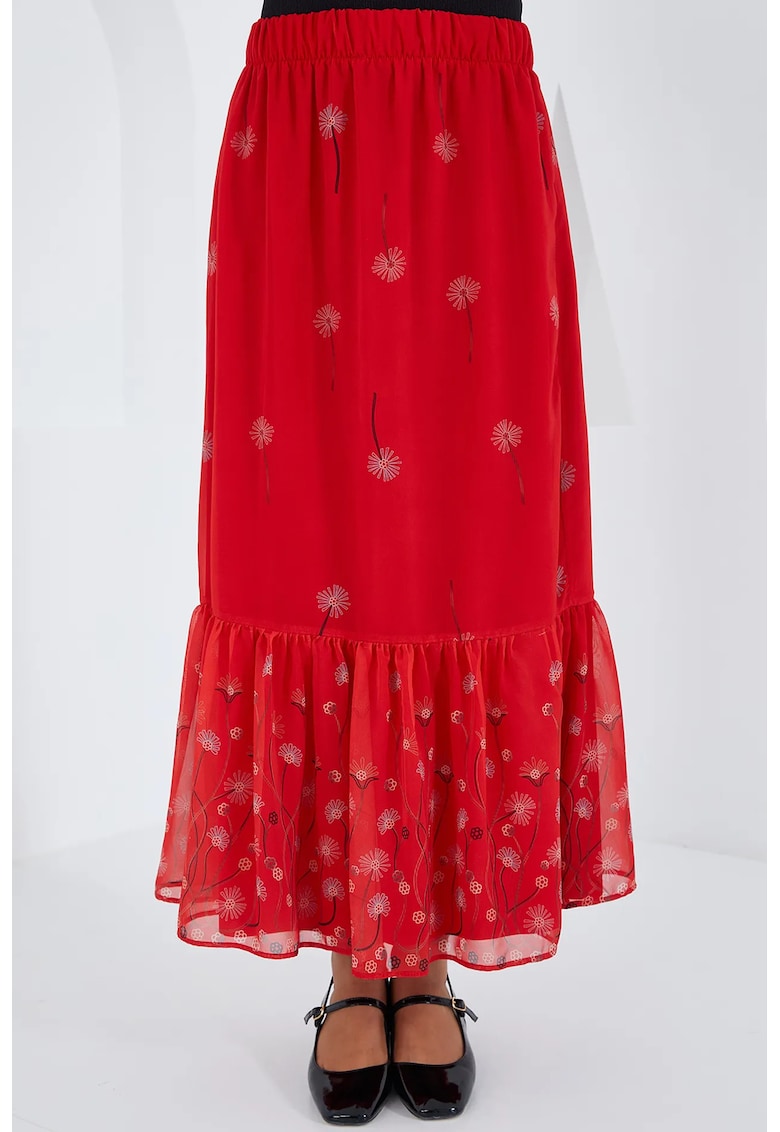 Oferte la Fusta maxi - HiCCUP - imprimeu floral - rosu - poliester