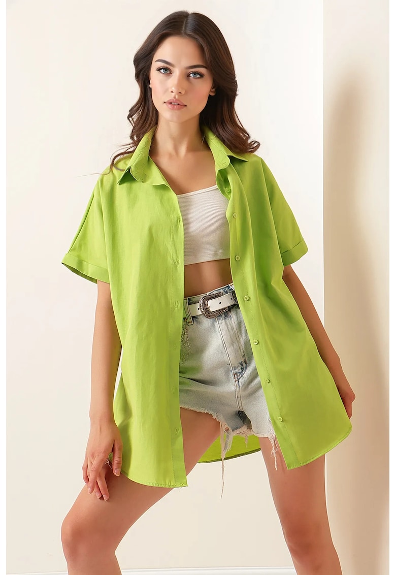 Oferte la Camasa dama - HiCCUP - verde - bumbac - poliester