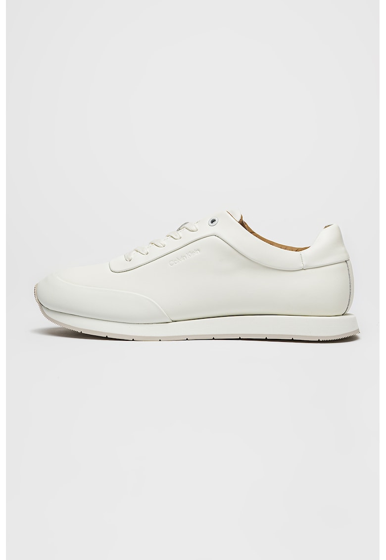 Oferte la Pantofi sport din piele cu model uni - Alb