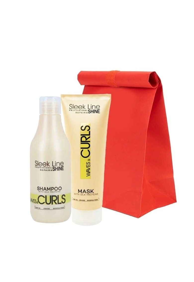 Oferte la Set  Waves & Curls – Sampon - 300 ml si Masca cu proteine din matase - 250 ml