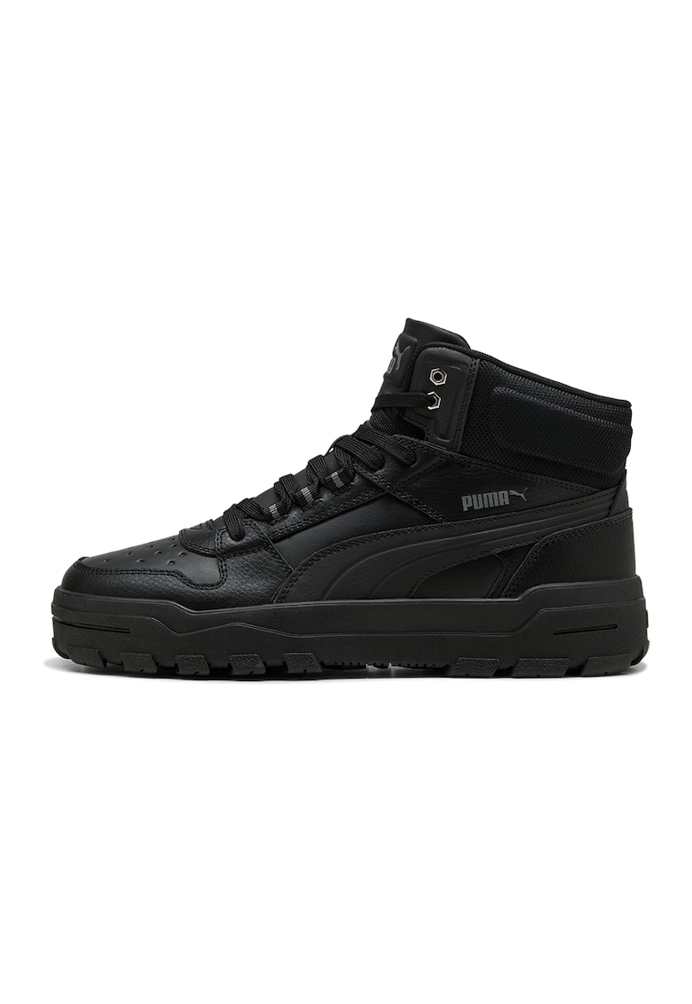 Pantofi sport mid-high cu insertii de piele Rebound Abrupt Cast - Negru/Negru stins/Gri antracit