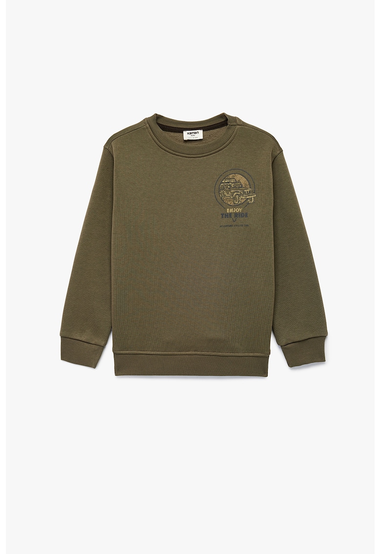 Oferte la Bluza de trening din amestec de bumbac cu decolteu la baza gatului - Maro inchis