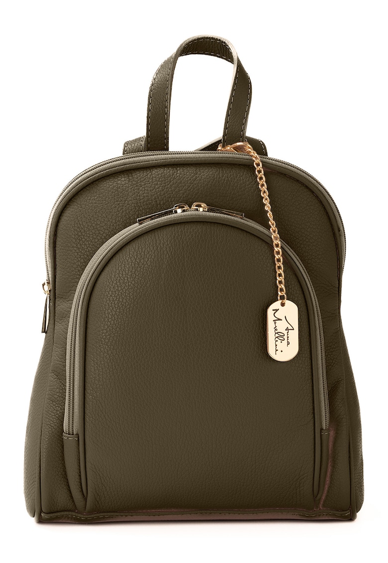 Oferte la Rucsac din piele cu buzunar frontal Breta - Kaki inchis