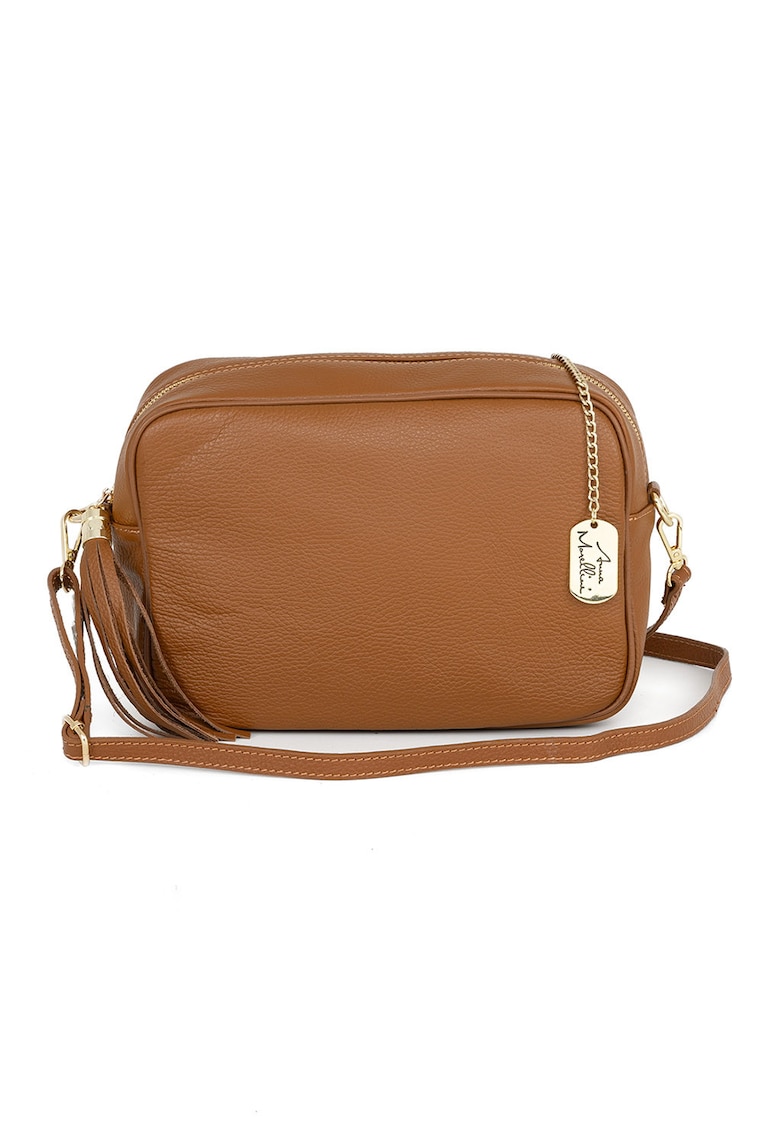 Oferte la Geanta crossbody de piele cu bareta detasabila - Maro scortisoara