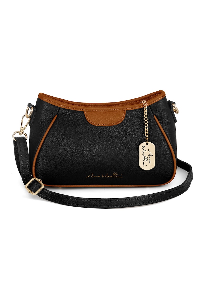 Oferte la Geanta crossbody de piele cu garnituri contrastanta - Negru/Maro scortisoara