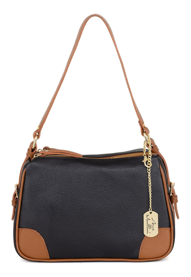 Oferte la Geanta crossbody de piele cu accesoriu logo - Negru/Maro scortisoara