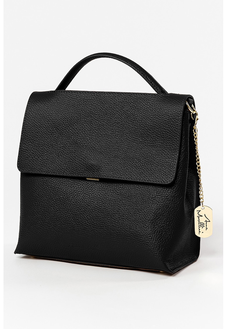 Oferte la Geanta de piele cu bareta de umar detasabila - Negru