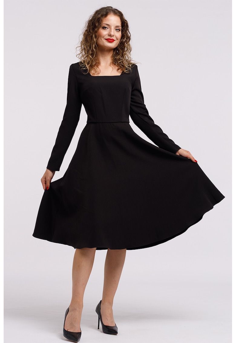 Oferte la Rochie midi evazata - Negru