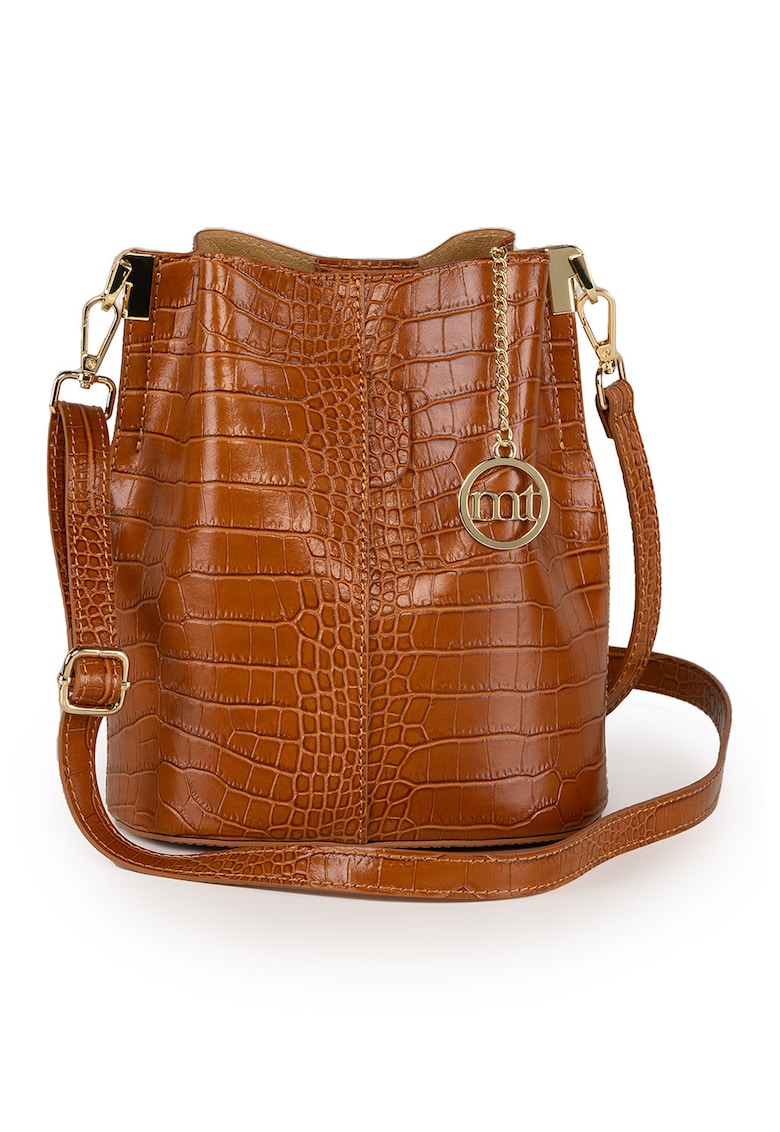 Oferte la Geanta bucket cu model piele de reptila - Caramel