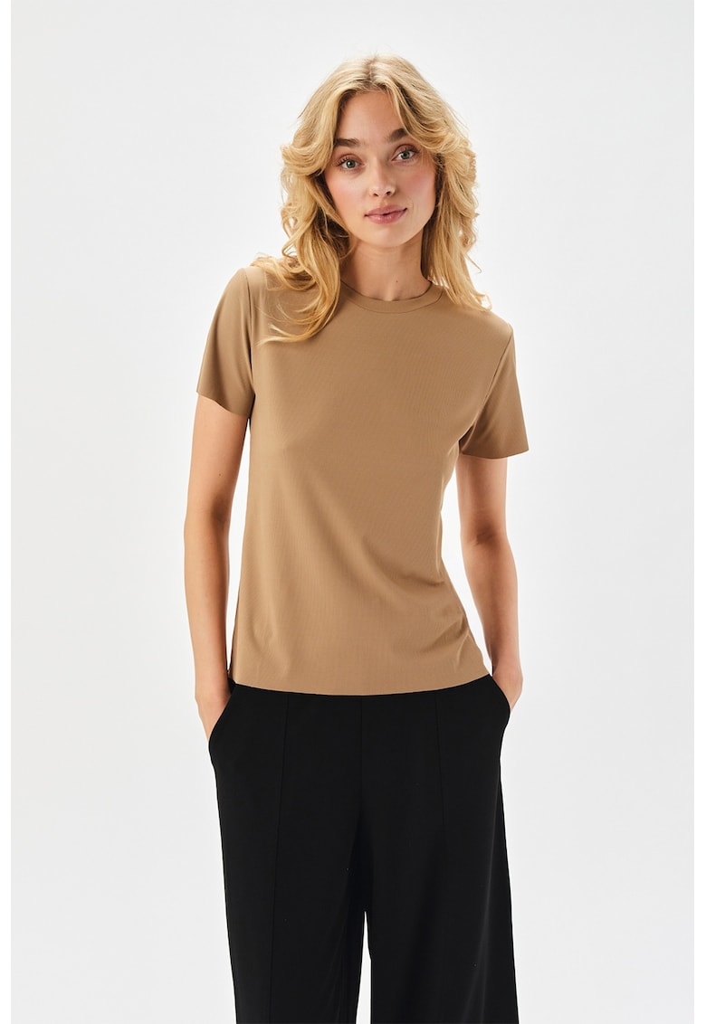 Oferte la Tricou din bumbac cu maneci scurte - Maro nisip