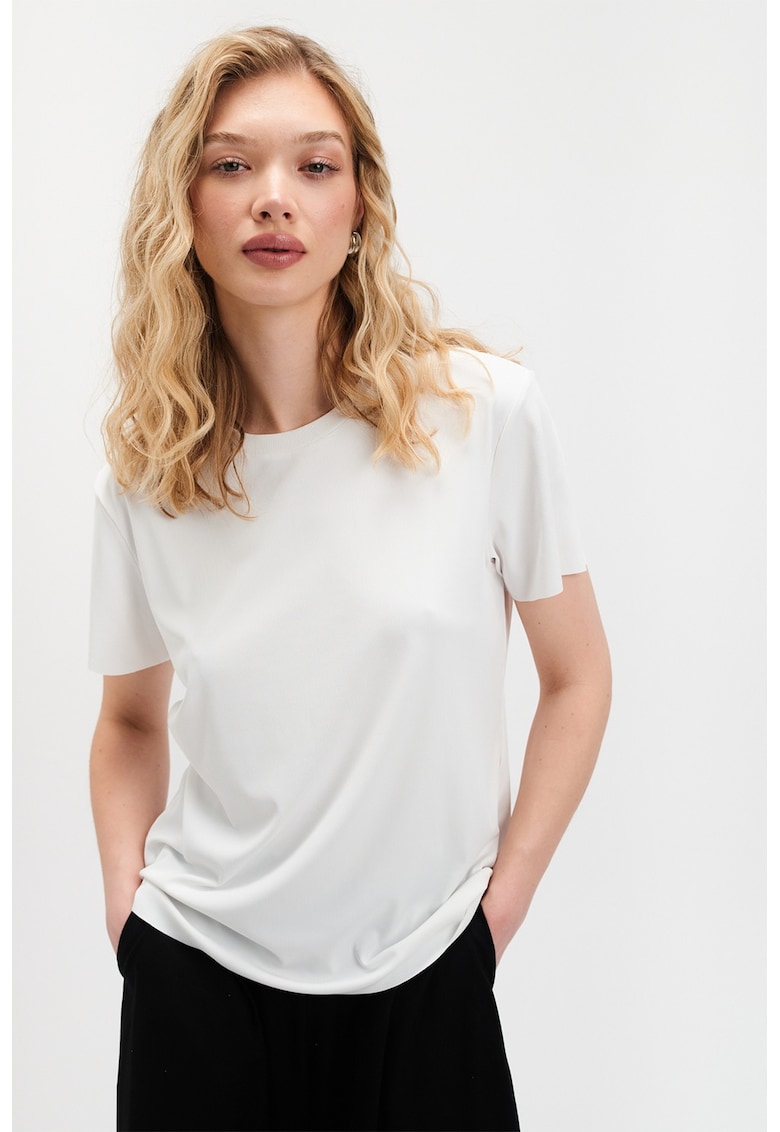 Oferte la Tricou lejer cu decolteu la baza gatului - Alb optic