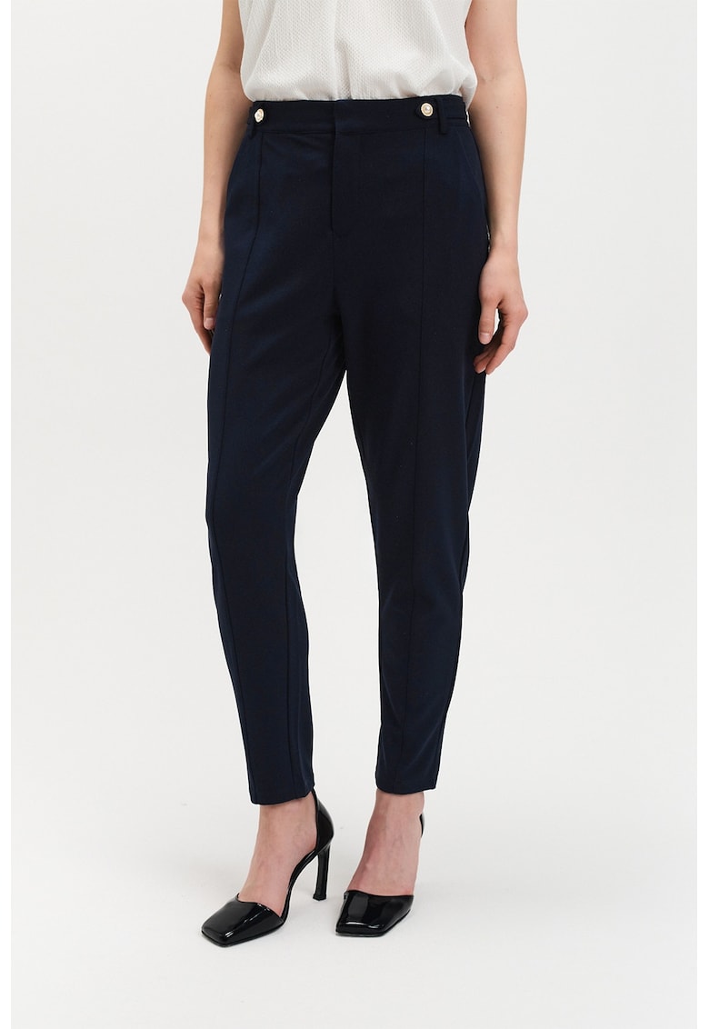 Oferte la Pantaloni cu talie inalta si buzunare laterale - Albastru ultramarin