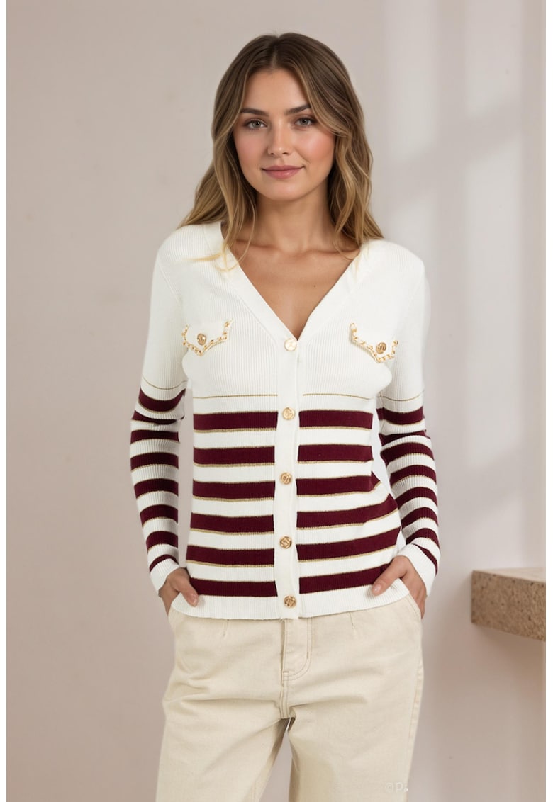 Oferte la Cardigan slim fit din amestec de vascoza Z-95 M8 18176 - Alb