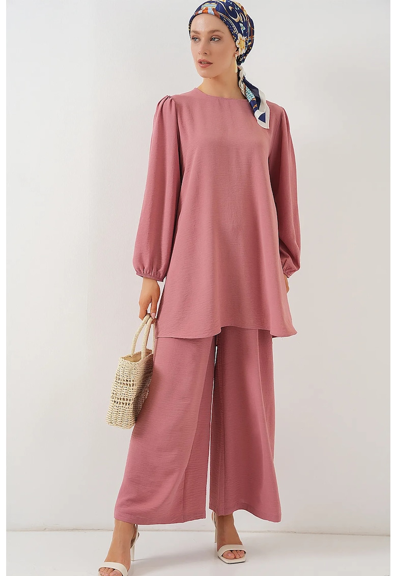Oferte la Set tunica si pantaloni dama HiCCUP - poliester/elastan - roz