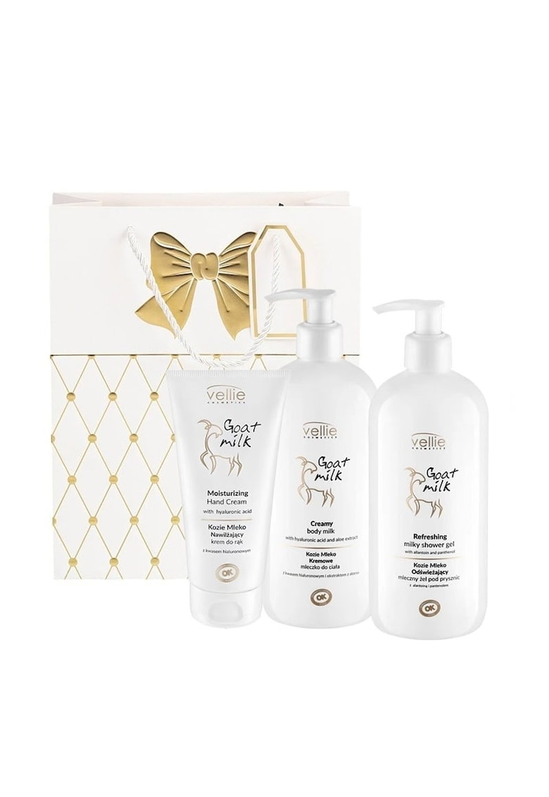 Oferte la Set  Goat Milk – Crema hidratanta de maini - 100 ml - Lapte de corp cremos - 500 ml si Gel de dus - 500 ml