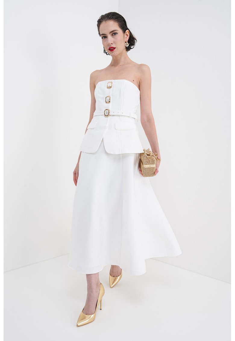 Rochie cu croiala in A - fara maneci - Alb optic