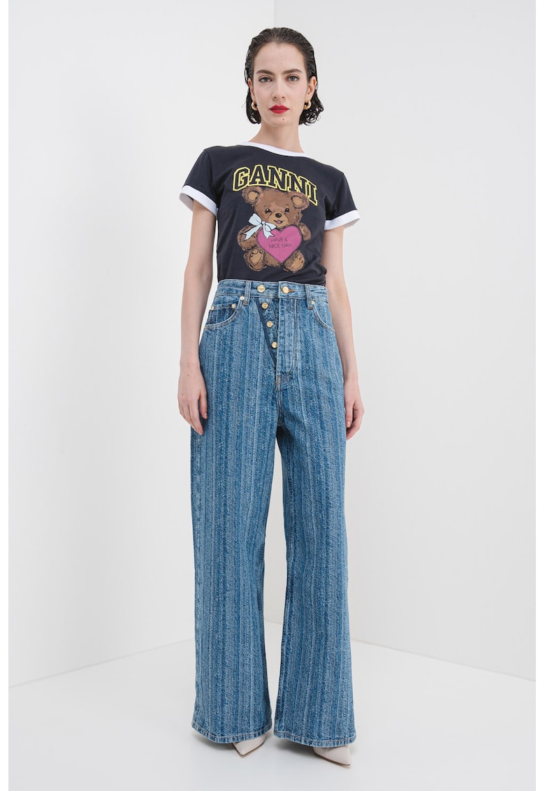 Oferte la Tricou de bumbac cu imprimeu cu ursulet - Maro/Roz zmeuriu/Gri antracit