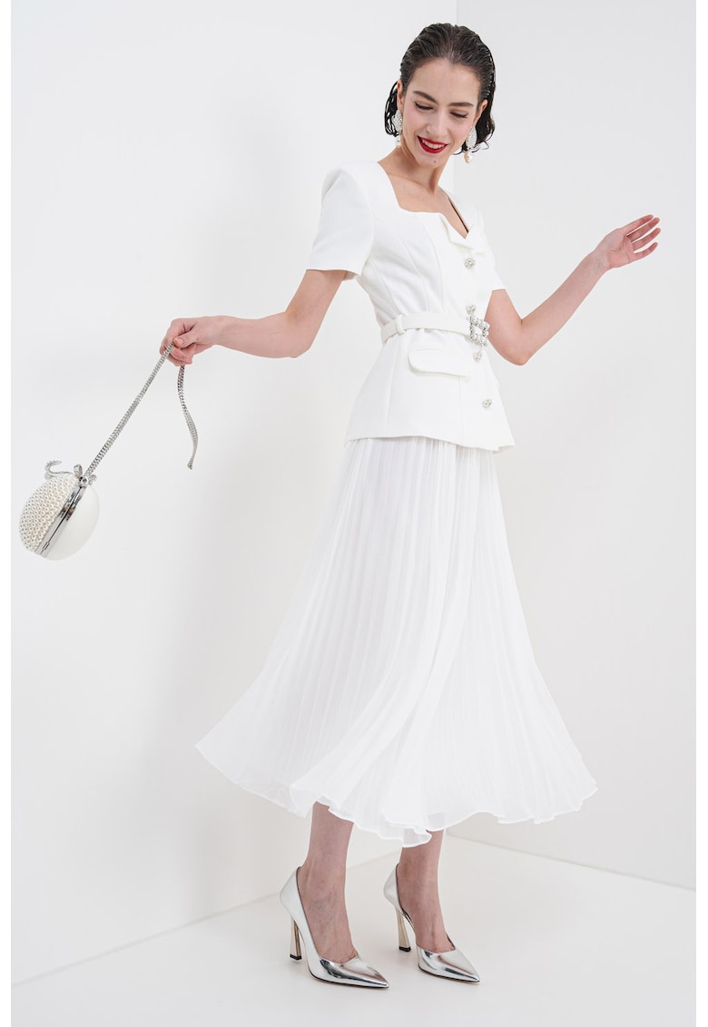 Oferte la Rochie combi cu pliuri - Alb optic