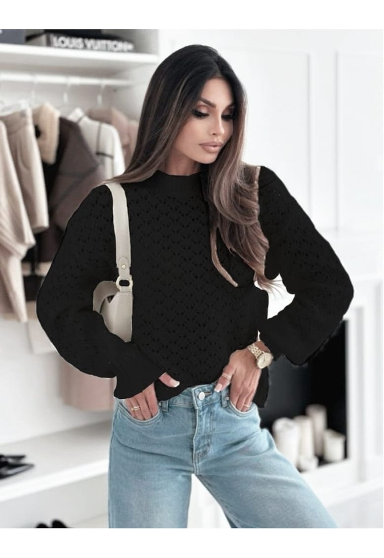 Oferte la Pulover negru tricotat cu model SH-G1389-WK M8 18199 - Negru