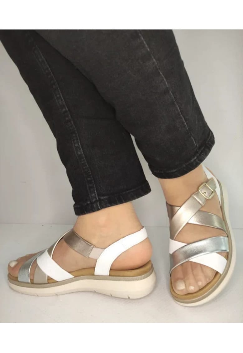Oferte la Sandale Casual Dama  D2K53-91 Albe Cu Metalic - Alb - Alb