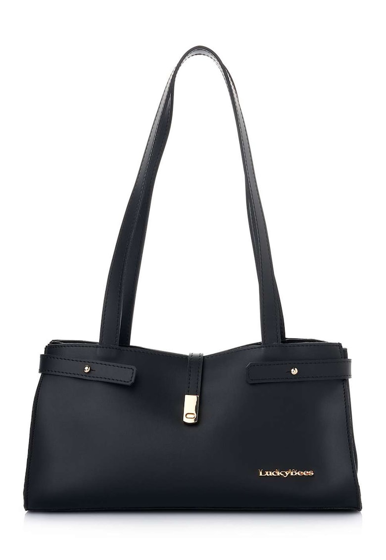 Oferte la Geanta din piele ecologica cu logo - Negru - 15 x 30 x 11 cm