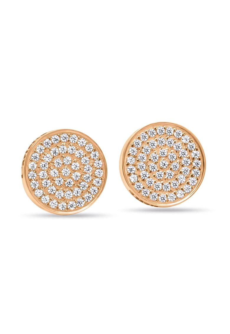 Oferte la Cercei din otel inoxidabil hipoalergenic decorati cu pietre zirconia - placati cu aur 14k Irresistible