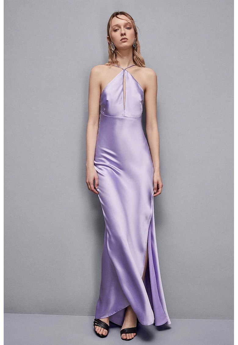 Oferte la Rochie lunga cu bretele subtiri si spatele gol - Lila