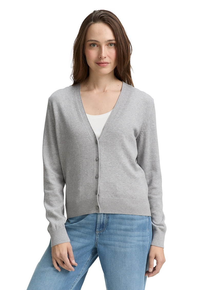 Oferte la Cardigan cu decolteu in V si model uni - Gri deschis melange