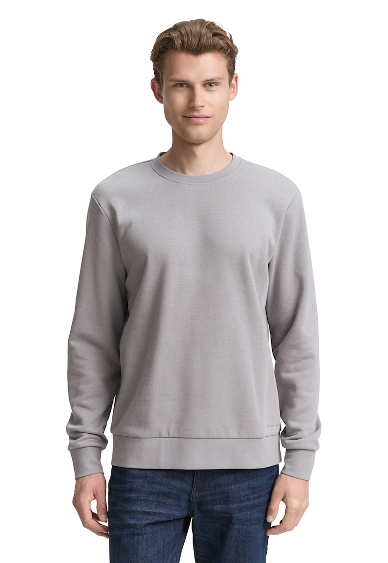 Oferte la Bluza de trening cu decolteu la baza gatului si model uni - Gri
