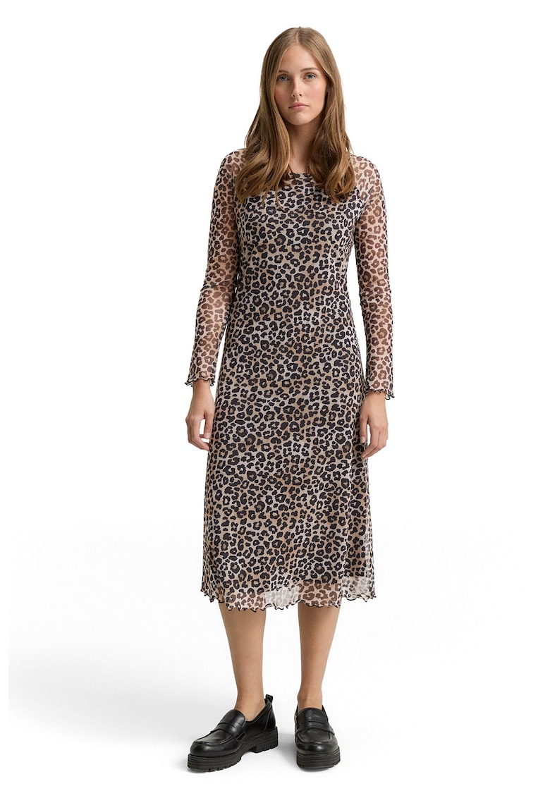 Oferte la Rochie midi cu animal print - Negru/Bej