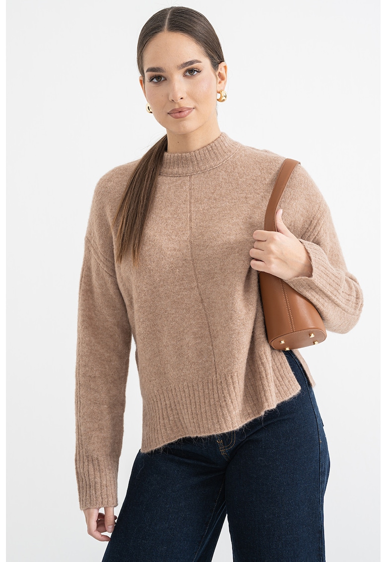 Oferte la Pulover din amestec de lana cu maneci cazute - Maro deschis