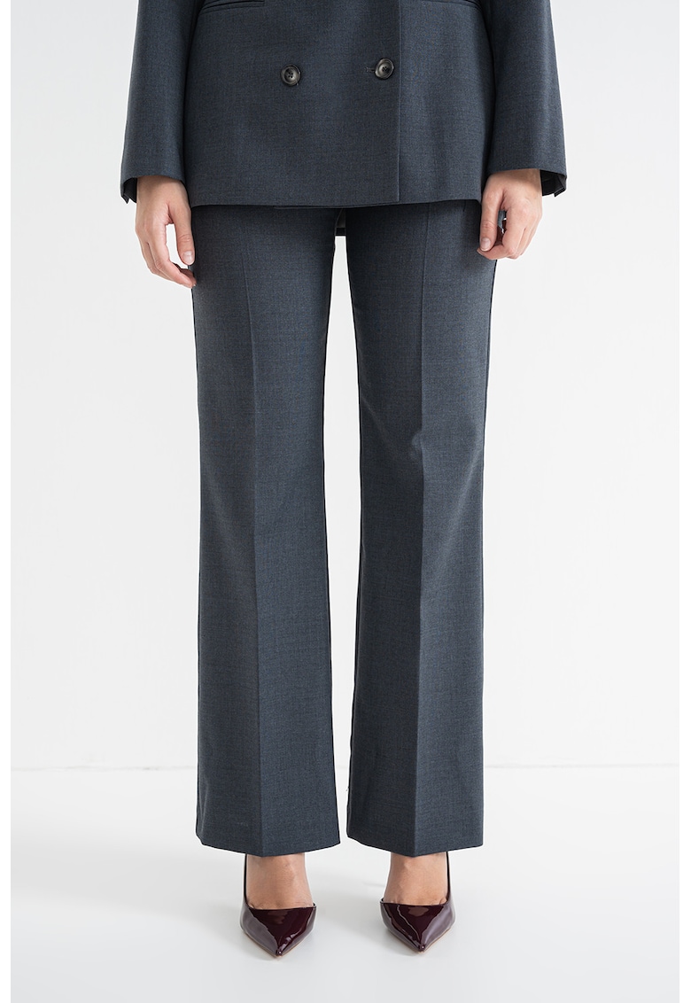 Oferte la Pantaloni eleganti evazati din amestec de lana cu talie inalta - Gri carbune
