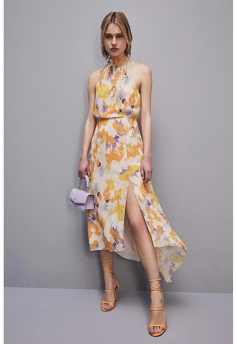 Oferte la Rochie midi asimetrica fara maneci - Multicolor