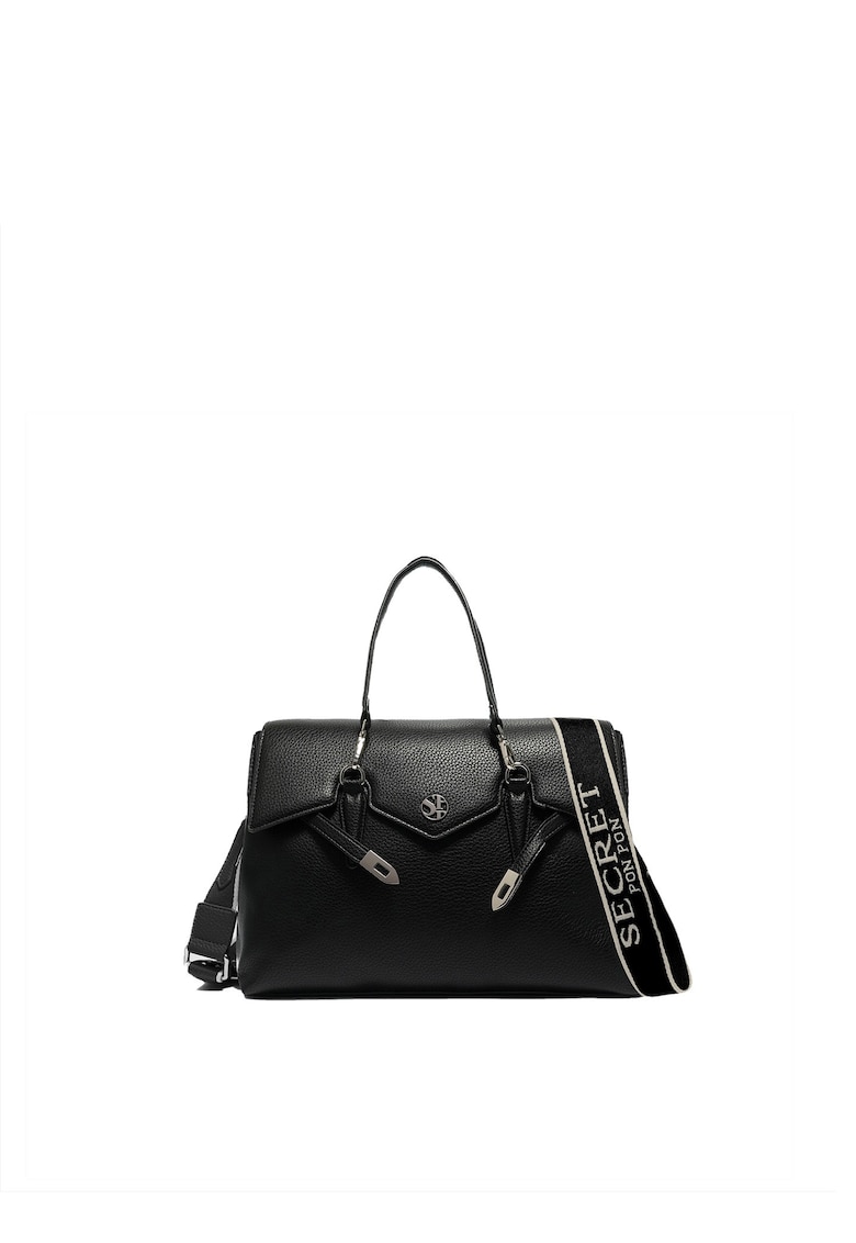 SECRET PON PON. - Geanta crossbody cu manere detasabile Elora Prime - Negru