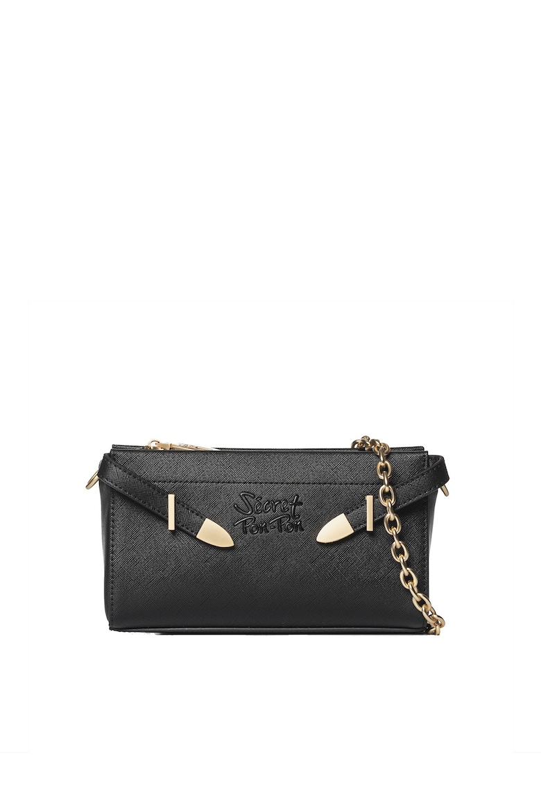 Oferte la SECRET PON PON. - Geanta crossbody din piele ecologica cu bareta din lant - Negru