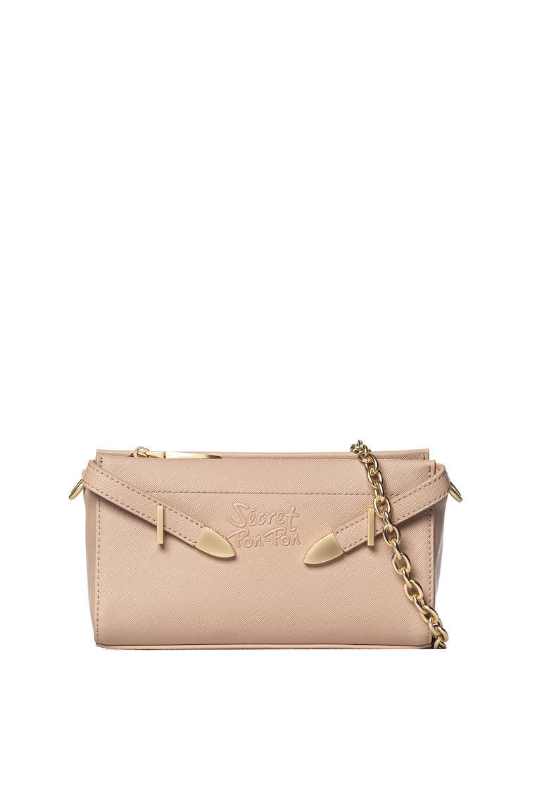 Oferte la SECRET PON PON. - Geanta crossbody din piele ecologica cu bareta din lant - Roz prafuit