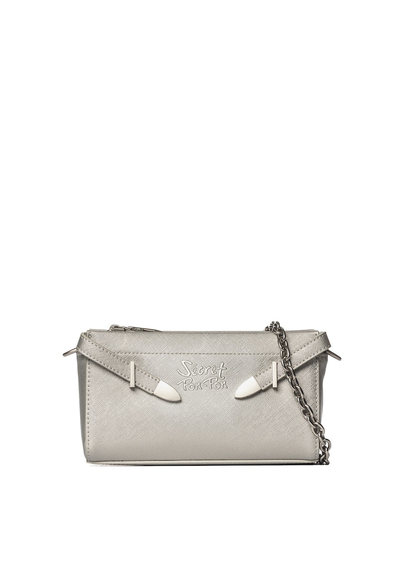 Oferte la SECRET PON PON. - Geanta crossbody din piele ecologica cu bareta din lant - Argintiu