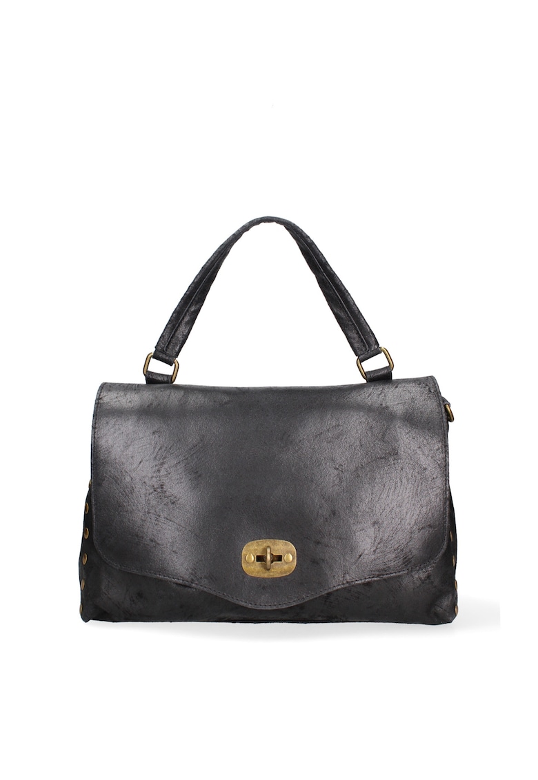 Oferte la Geanta din piele cu bareta de umar si inchidere cu clapa Silvana Prime - Negru