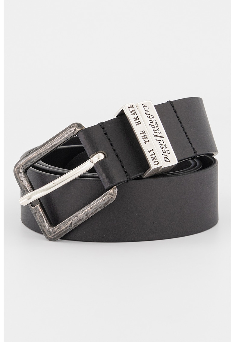 Oferte la Curea din piele cu model uni - Negru