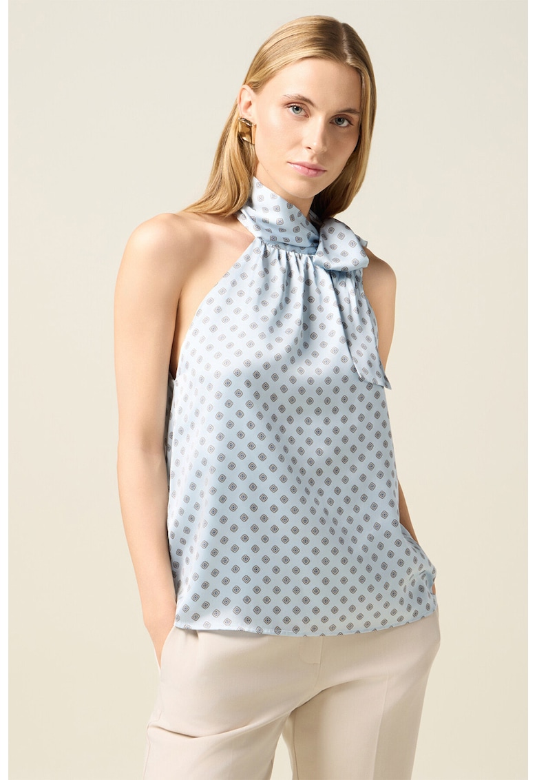 Oferte la Bluza cu decolteu halter - fara maneci - Albastru deschis