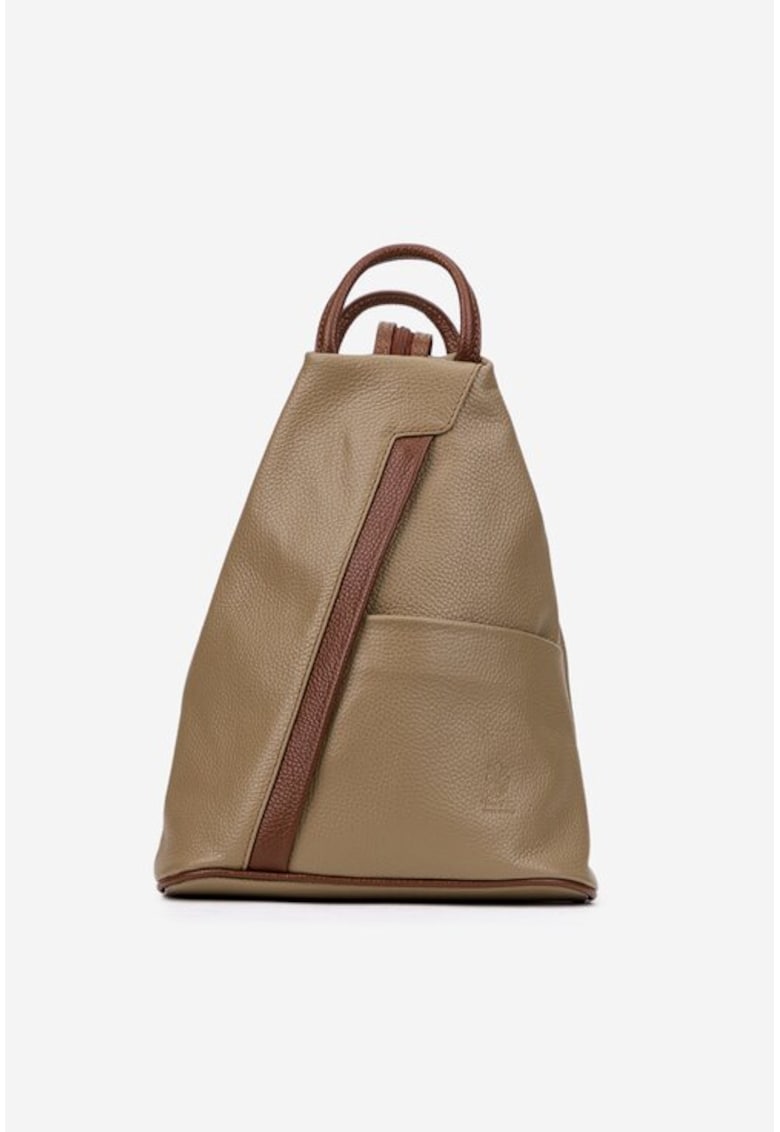 Oferte la Rucsac dama taupe cu maro din piele texturata