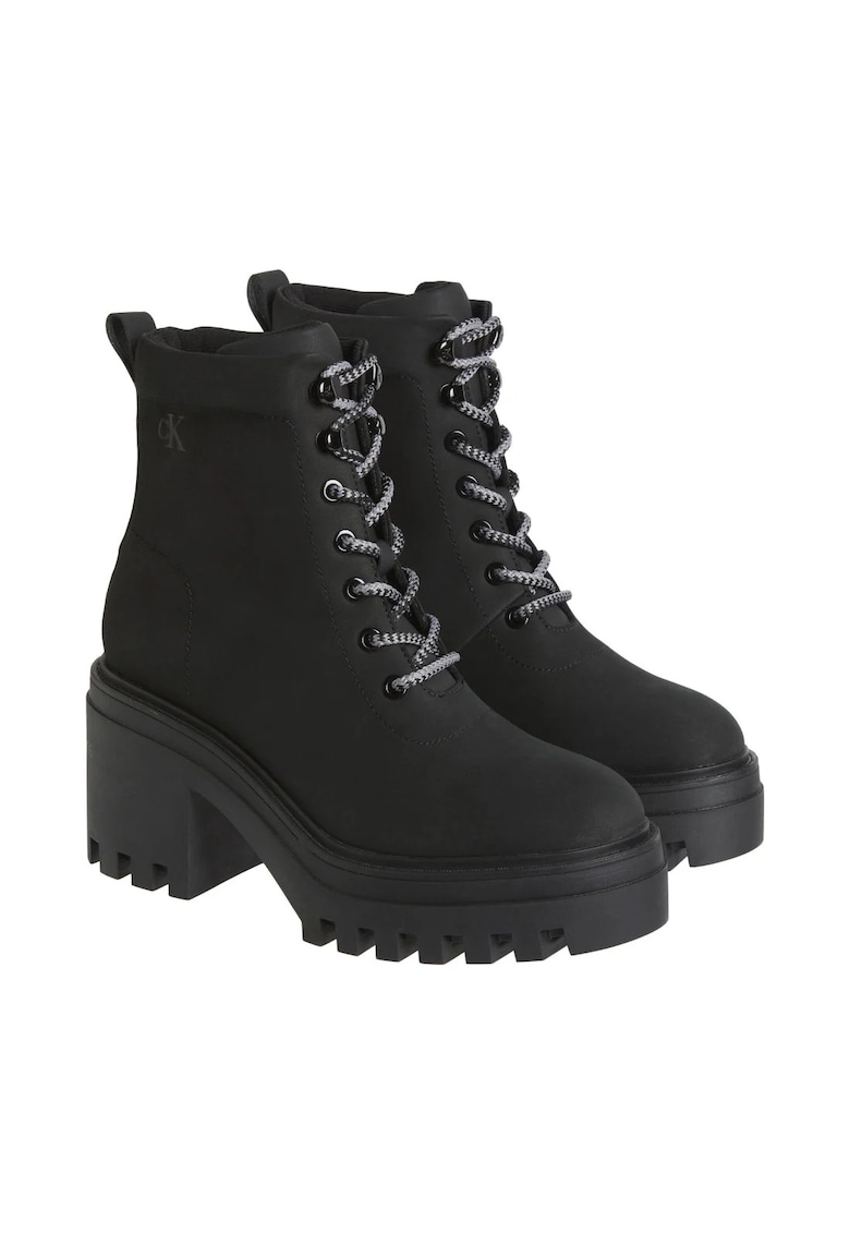 Oferte la Botine cu platforma dama -  piele naturala - negru
