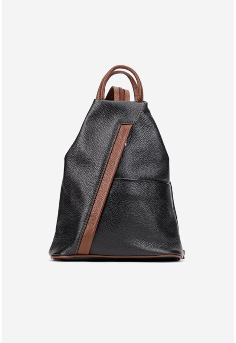 Oferte la Rucsac dama cu maro din piele texturata - Negru