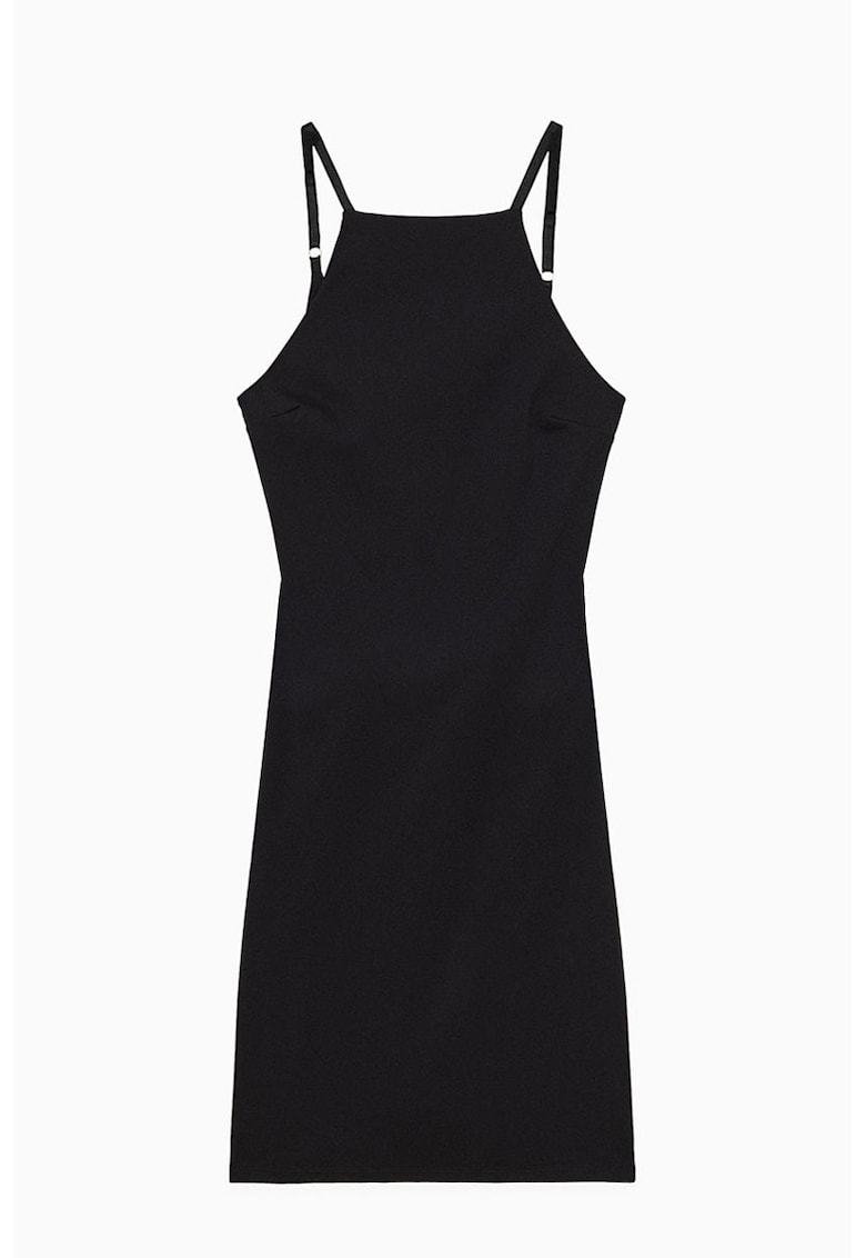 Oferte la Rochie midi cu bretele si cu spatele gol - Negru
