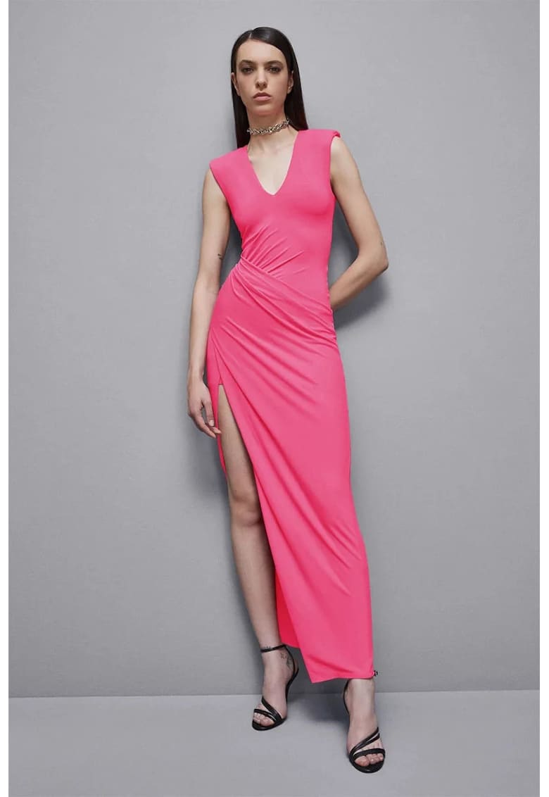 Oferte la Rochie lunga cu drapaje laterale - Roz