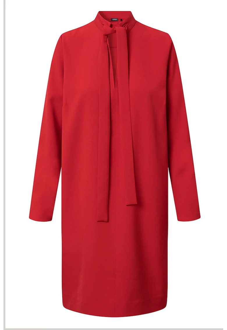 Oferte la Rochie midi cu guler scurt cu funda din panglici - Rosu