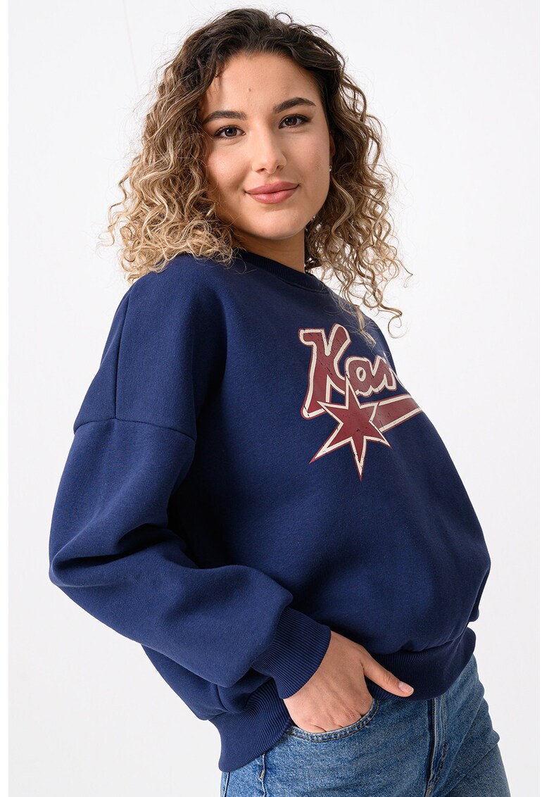 Oferte la Bluza de trening lejera din amestec de bumbac cu logo - Rosu inchis/Bleumarin
