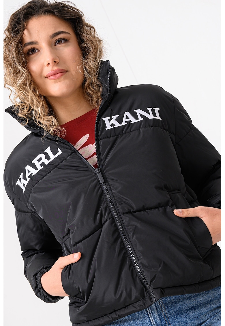 Oferte la Geaca cu logo si fermoar - Alb/Negru