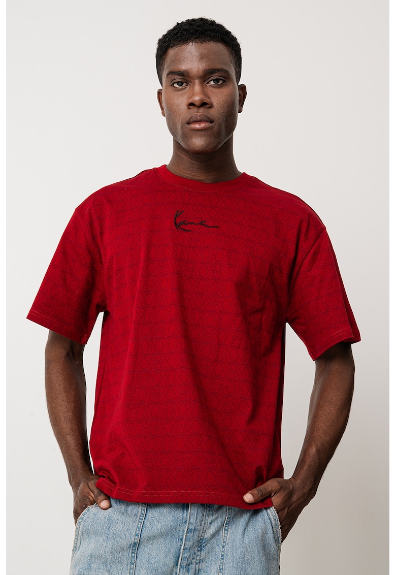 Oferte la Tricou cu decolteu la baza gatului - Negru/Rosu inchis