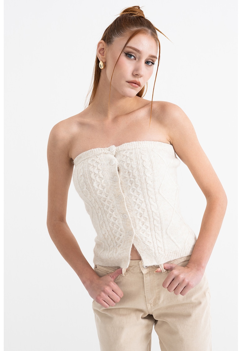 Oferte la Bluza cu maneci din tricot - Crem